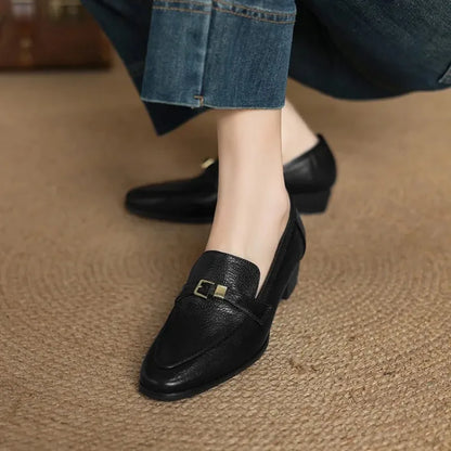 Autumn Women Loafers Casual Slip On Shoes Genuine Leather Daily Wear Fashionable Low Heeled Black And Brown, Sizes 34 To 43 by All Mart Bristol Ltd