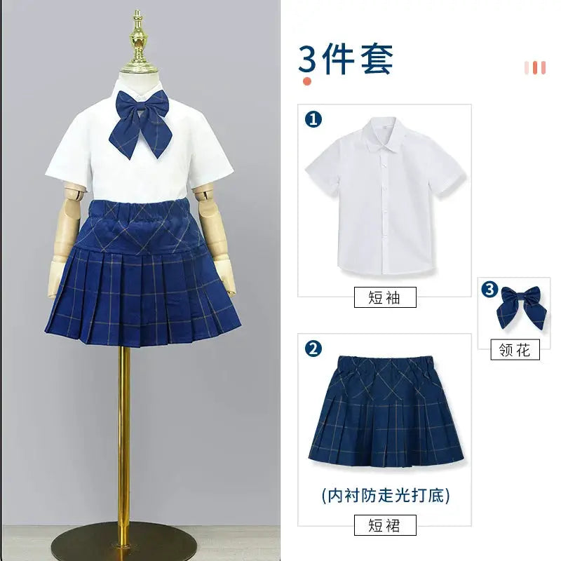 Kids British Plaid Vest Shirt Suit Pants Girls Waistcoat Blouse Skirts Children School Uniform Boys Korean Students Clothes Set by All Mart Bristol Ltd