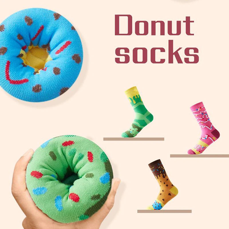 Mid-Calf Socks For Men And Women, Novelty And Fun Colorful Pink Donut Gift Box Socks, Comfortable And Breathable by All Mart Bristol Ltd