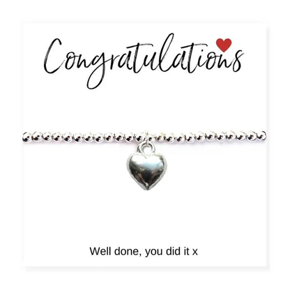 Congratulations Heart Charm Bracelet & Card by Aye Do Gifts