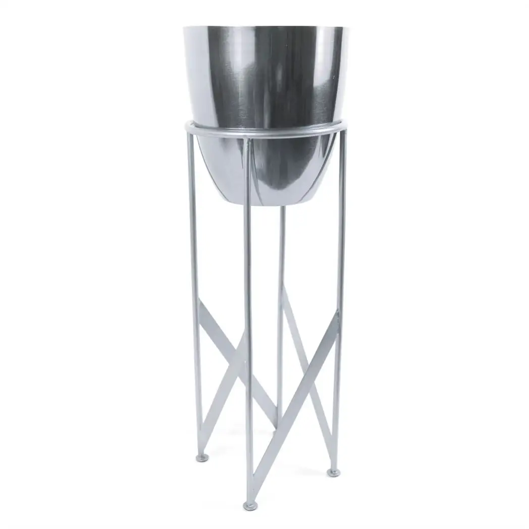 90cm Silver Planter with Artificial Yukka Plant by Leaf