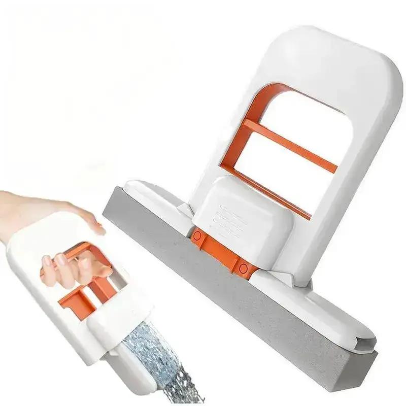2025 New Upgrade Compact Self-Squeezing Mini Mop Set, Portable Wet-Dry Cleaning System with 2 Removable Washable Plastic Sponge Refills, for Small Spaces, Kitchen Counter (Orange) by All Mart Bristol Ltd