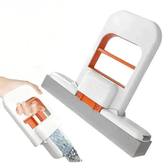 2025 New Upgrade Compact Self-Squeezing Mini Mop Set, Portable Wet-Dry Cleaning System with 2 Removable Washable Plastic Sponge Refills, for Small Spaces, Kitchen Counter (Orange) by All Mart Bristol Ltd