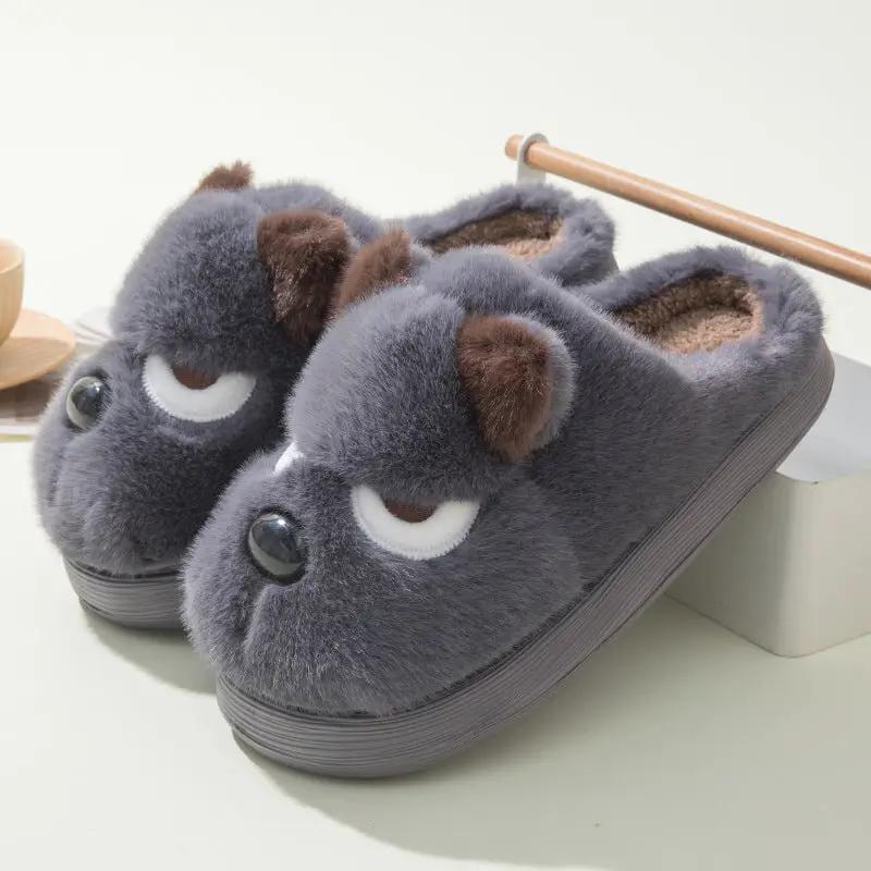 Warm And Cute Puppy Platform Non Slip Cotton Slippers by Dropshipman