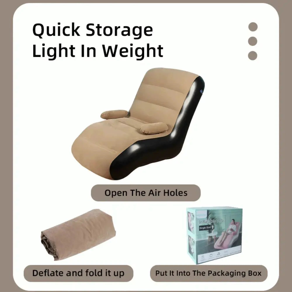 Inflatable Lounger Sofa with Storage Bag for Living Room And Bedroom Lazy Sofa Compact Foldable Seat Cushion by All Mart Bristol Ltd