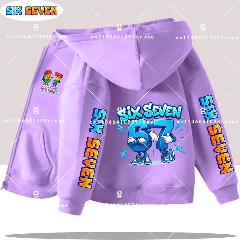 Hot Six Seven Children's Zip Up Hoodies Funny 67 Brainrot Zipper Hoody Clothes Kid Girl Boy Baby Casual Fashion Tops Sweatshirts by All Mart Bristol Ltd
