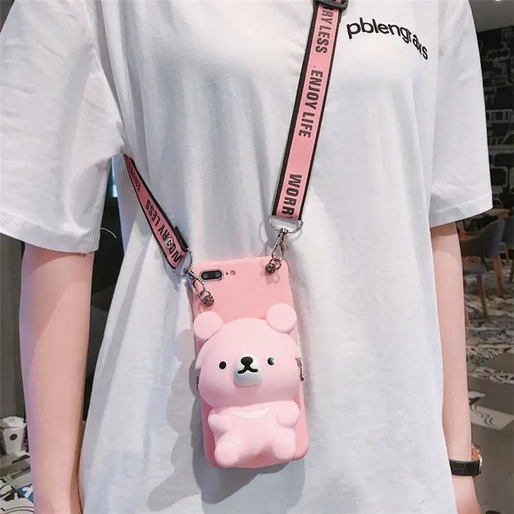 Cute bear coin purse phone case by Dropshipman
