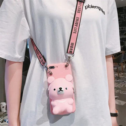 Cute bear coin purse phone case by Dropshipman