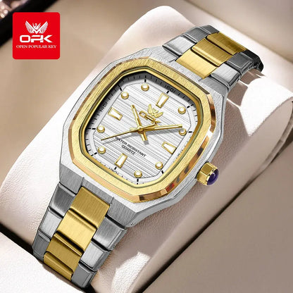 OPK 6044 Original Men Watches Stainless steel Waterproof New Men's Watch Square Dial Luminous Quartz Watch for Men by All Mart Bristol Ltd