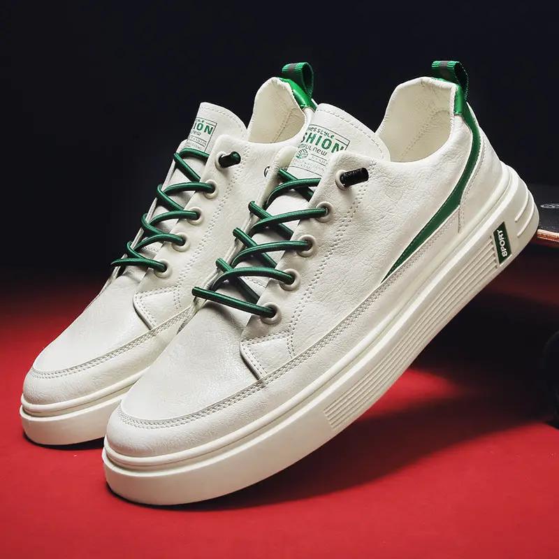 Men's Spring And Autumn Leather Casual Sneakers by Dropshipman