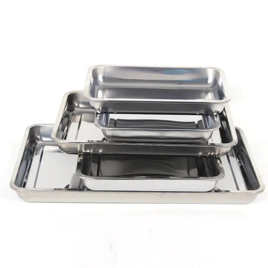 Stainless Steel Storage Trays Square Plate Thickening Pans Rectangular Tray Barbecue Deep Rice Dishes Bbq Kitchen Accessories by Dropshipman