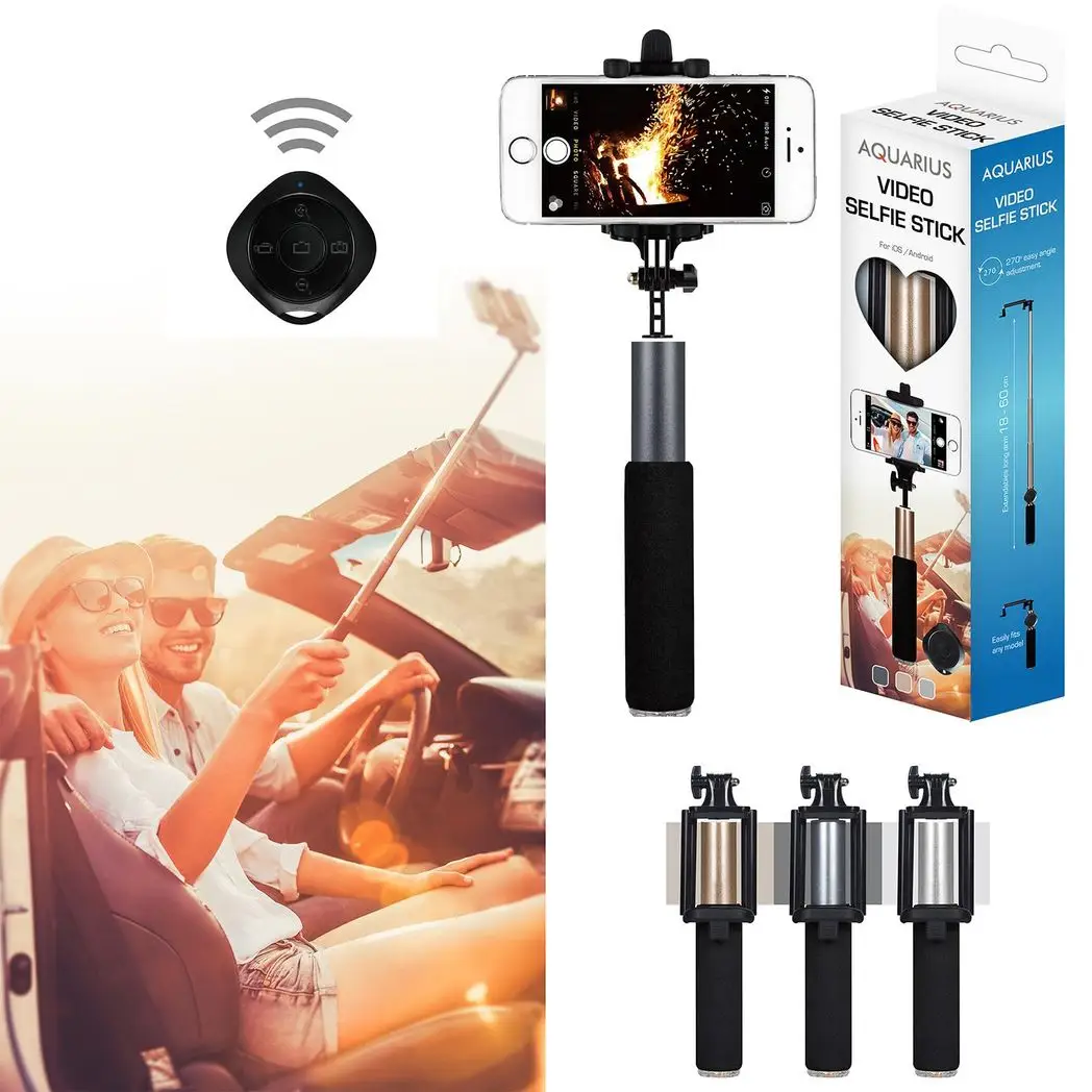 Aquarius Selfie Stick with Video Function - Gold by Aquarius