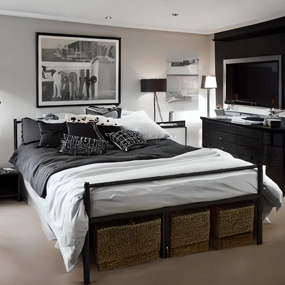 Extra Strong Double Metal Bed Frame In Black - Improved by House of Home