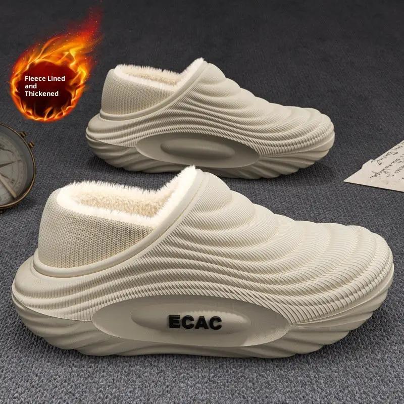 New Warm, Fleece-lined, Thickened Indoor House Slippers With Non-slip, Waterproof Soles by Dropshipman