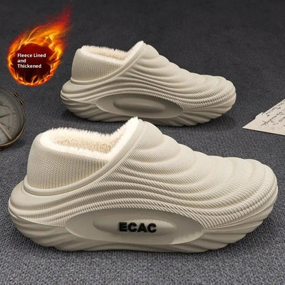 New Warm, Fleece-lined, Thickened Indoor House Slippers With Non-slip, Waterproof Soles by Dropshipman