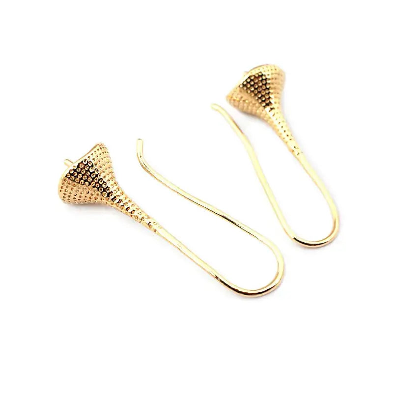 18K Gold Color Brass Can fit Half Hole Beads with Half Pins Earrings Hooks High Quality Jewelry Making Diy Findings Accessories by All Mart Bristol Ltd