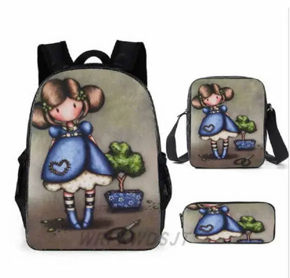2026 Popular Youthful Anime Santoro Gorjuss 3D Print 3pcs/Set Student Travel bags Laptop Daypack Backpack Shoulder Bag Pencil by All Mart Bristol Ltd