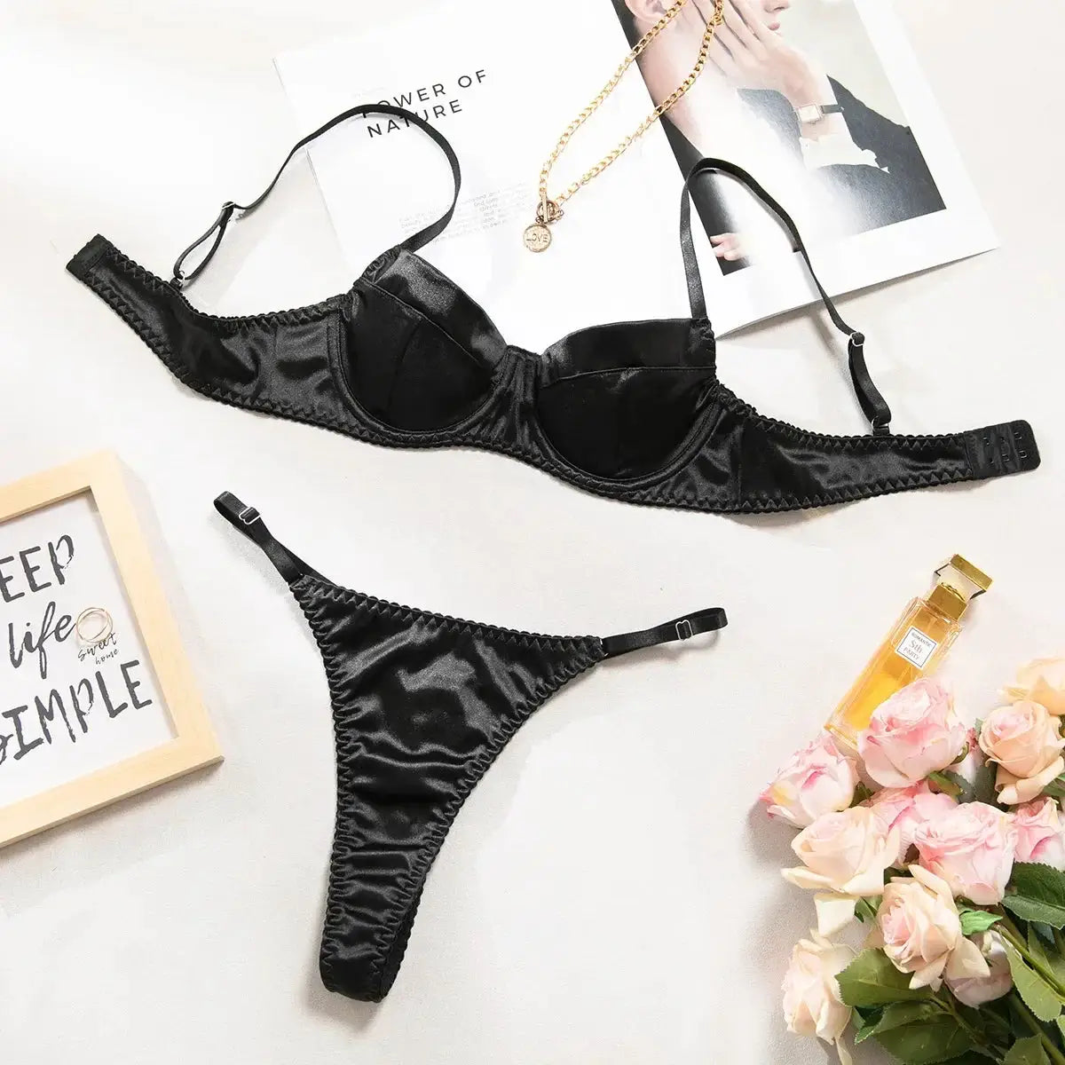 Sexy 2-Piece Lingerie Set Lace Bra & Thong Women's Underwear Patchwork Suits by All Mart Bristol Ltd