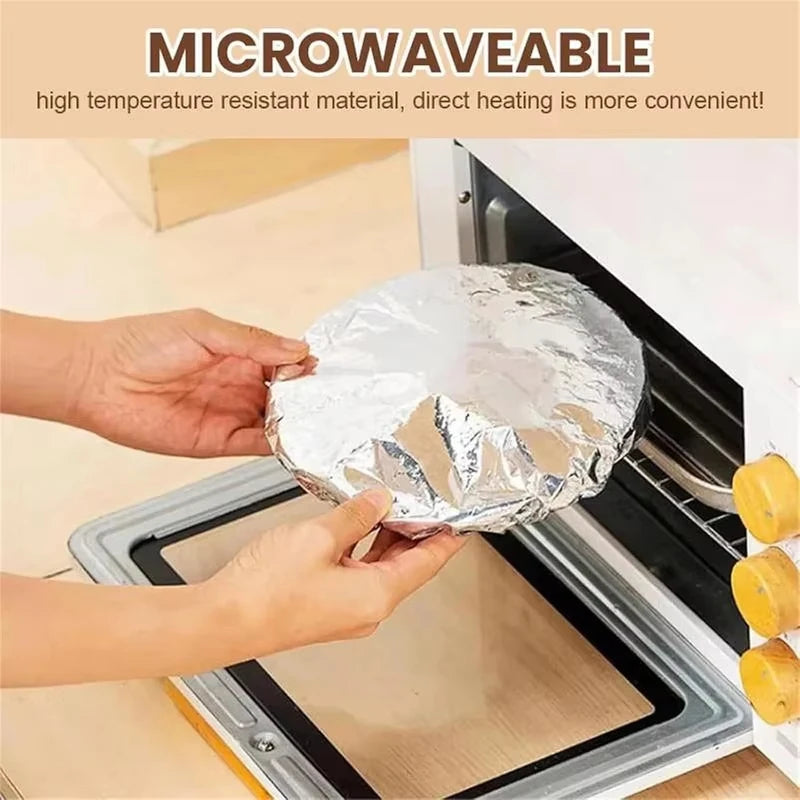 10-60Pcs Reusable Aluminum Foil Bowl Cover Heat Insulation and Heat Preservation Food Grade Oven Takeaway Picnic