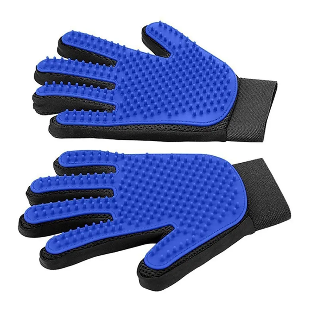 Cat And Dog Grooming Gloves 1 Pair - Blue by Aquarius