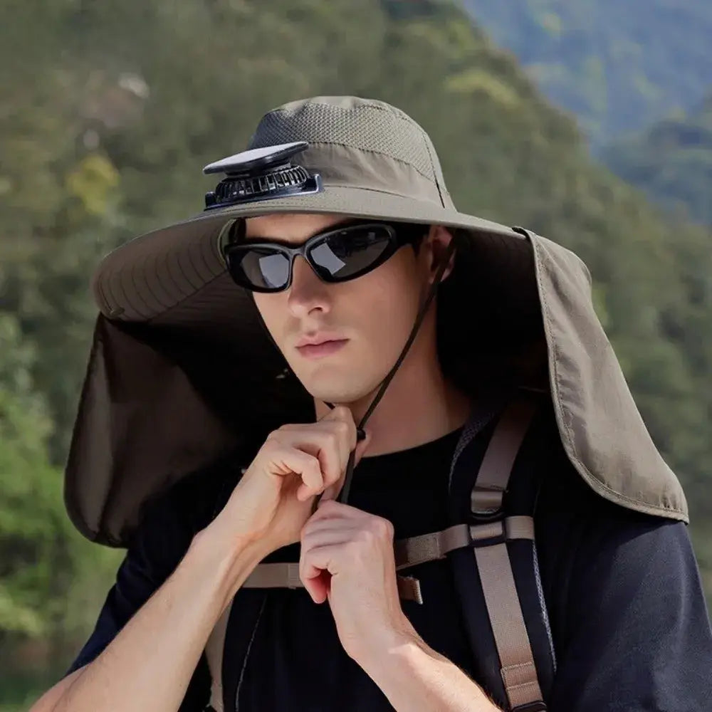 New UPF50+ Solar Fan Hat with Shawl Adjustable Wide Brim Hat Sunscreen Waterproof Fishing Hat Hiking by All Mart Bristol Ltd