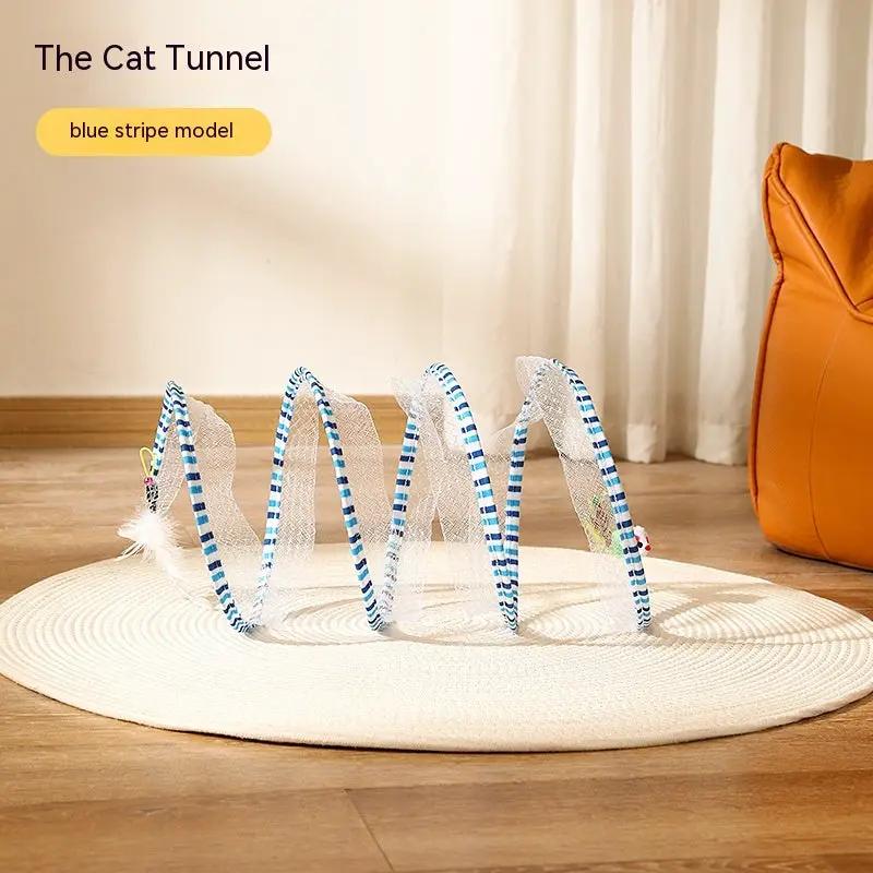 Folded Cat Tunnel S Type Cats Tunnel Spring Toy Mouse Tunnel Cat Outdoor Cat Toys For Kitten Interactive Cat Supplies by Dropshipman