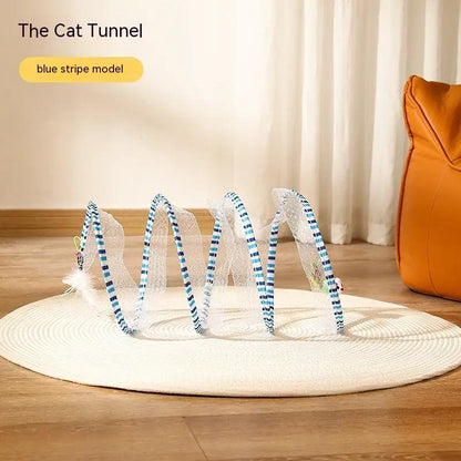 Folded Cat Tunnel S Type Cats Tunnel Spring Toy Mouse Tunnel Cat Outdoor Cat Toys For Kitten Interactive Cat Supplies by Dropshipman