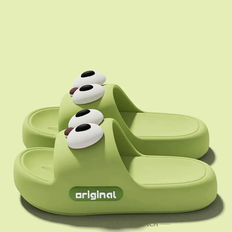 Cute Big Eyes Decorat Couple's Indoor Slippers Summer 2026 Comfort Thick Bottom Home Slippers Lightweight Non Slip Slides Women by All Mart Bristol Ltd