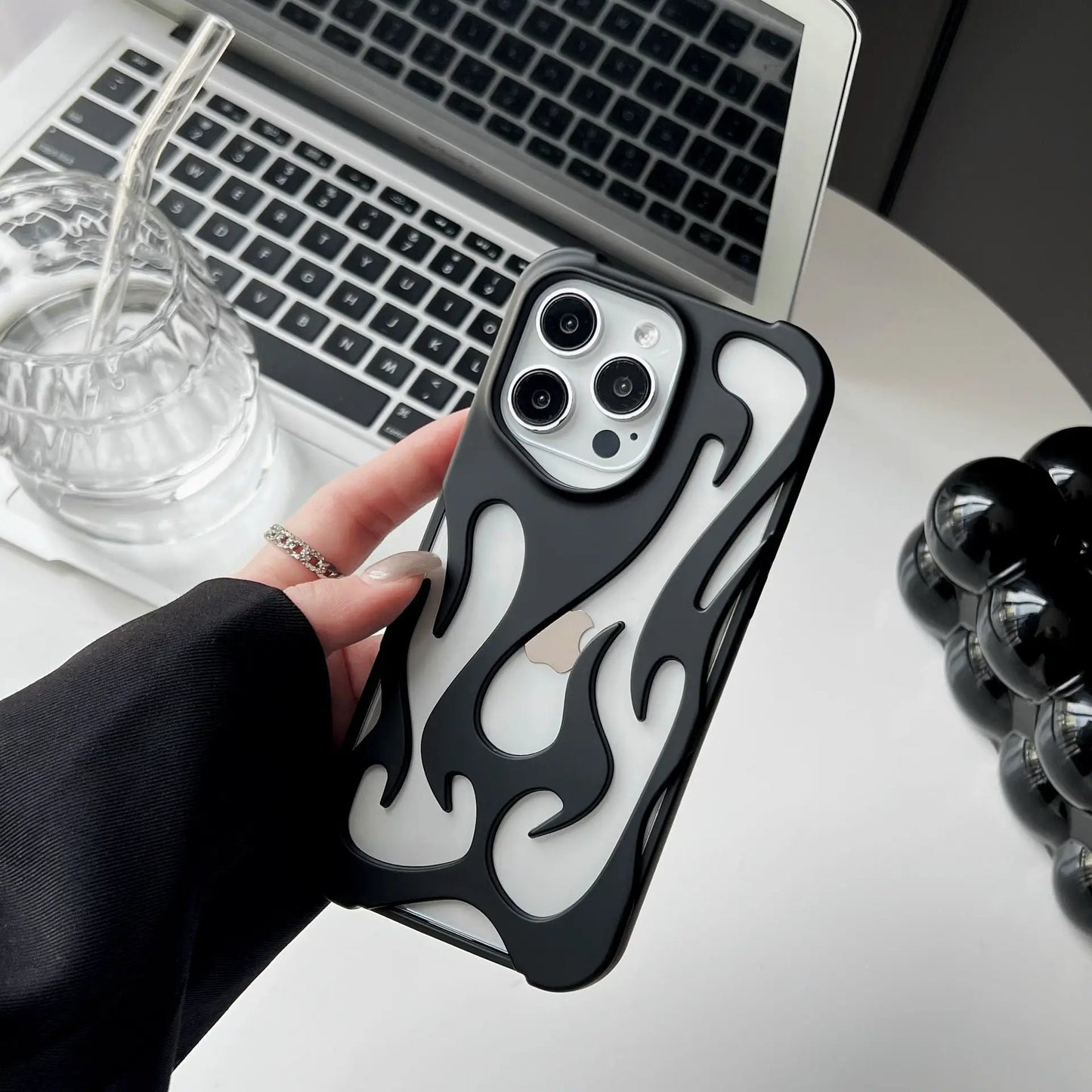 Electroplating Hollow Heat Dissipation Phone Case Flame Pattern High-grade Soft Shell by Dropshipman