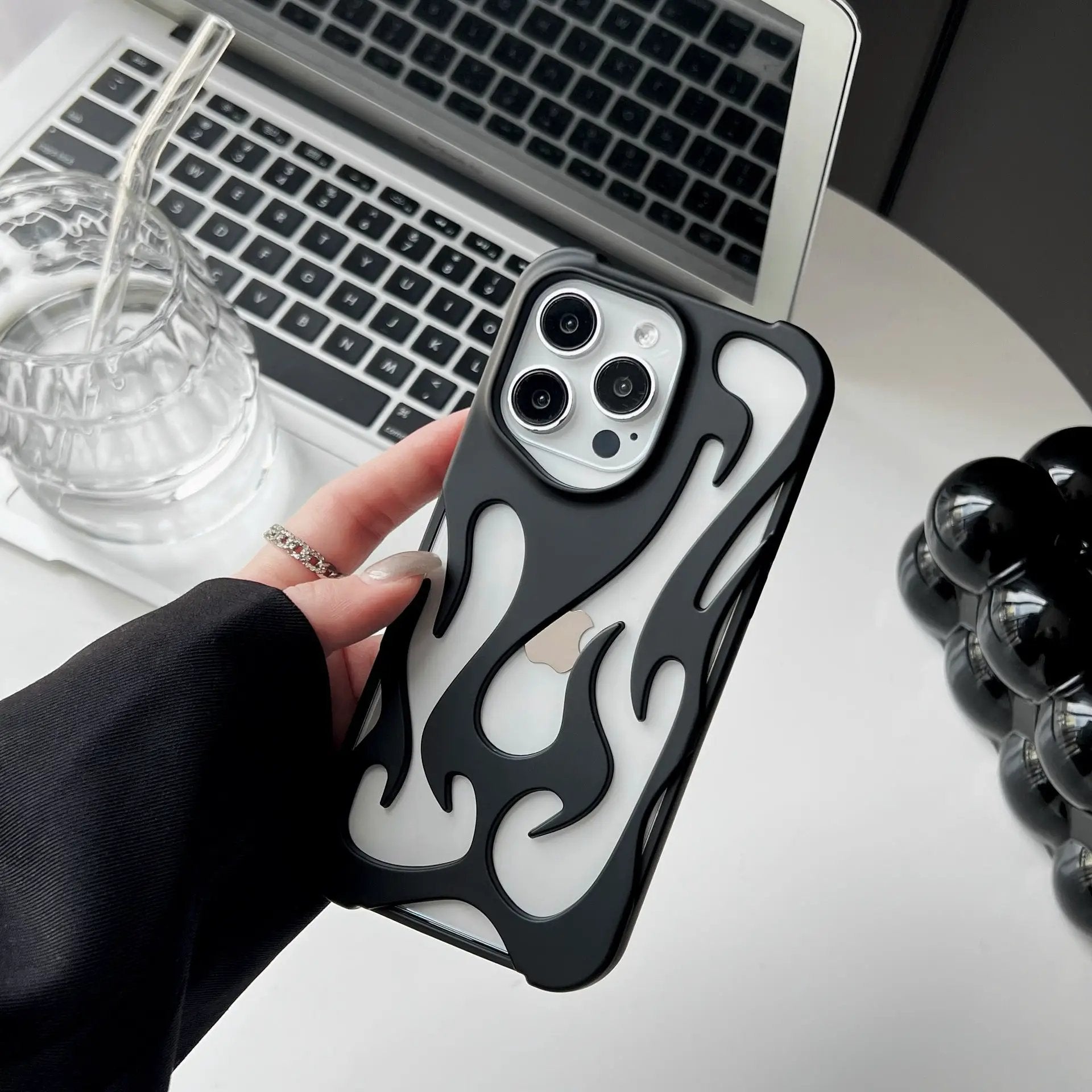 Electroplating Hollow Heat Dissipation Phone Case Flame Pattern High-grade Soft Shell by Dropshipman
