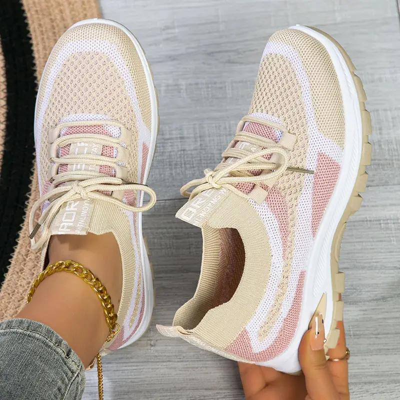 Women's Sporty Flyknit Mesh Shoes Low-cut Lightweight Casual And Versatile by Dropshipman