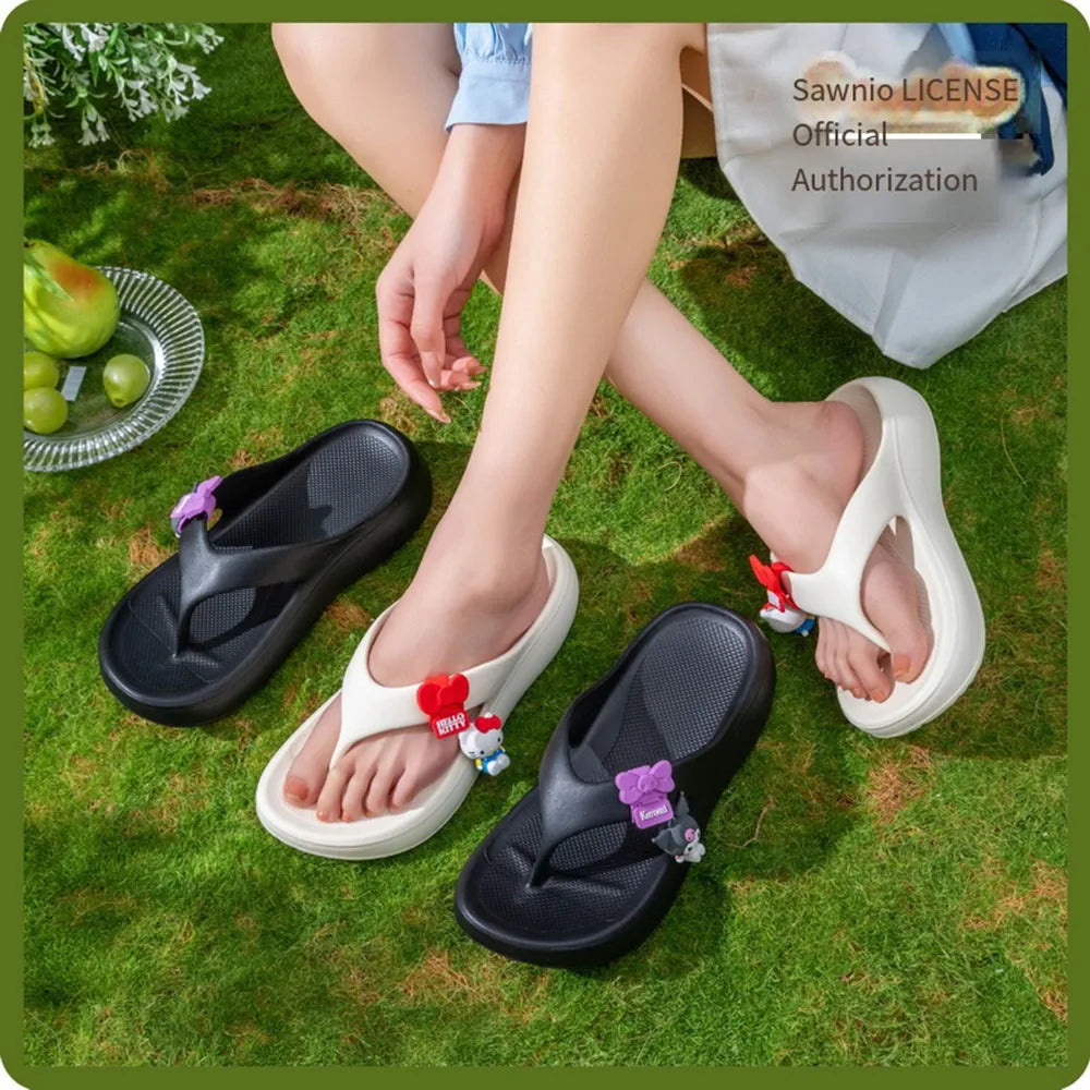 Summer Sanrio Girls Women's Flip Flops Kawaii Cartoon Eva Anti Slip Cute Fashion Girls Outdoor Student Bathroom Beach Slippers by All Mart Bristol Ltd