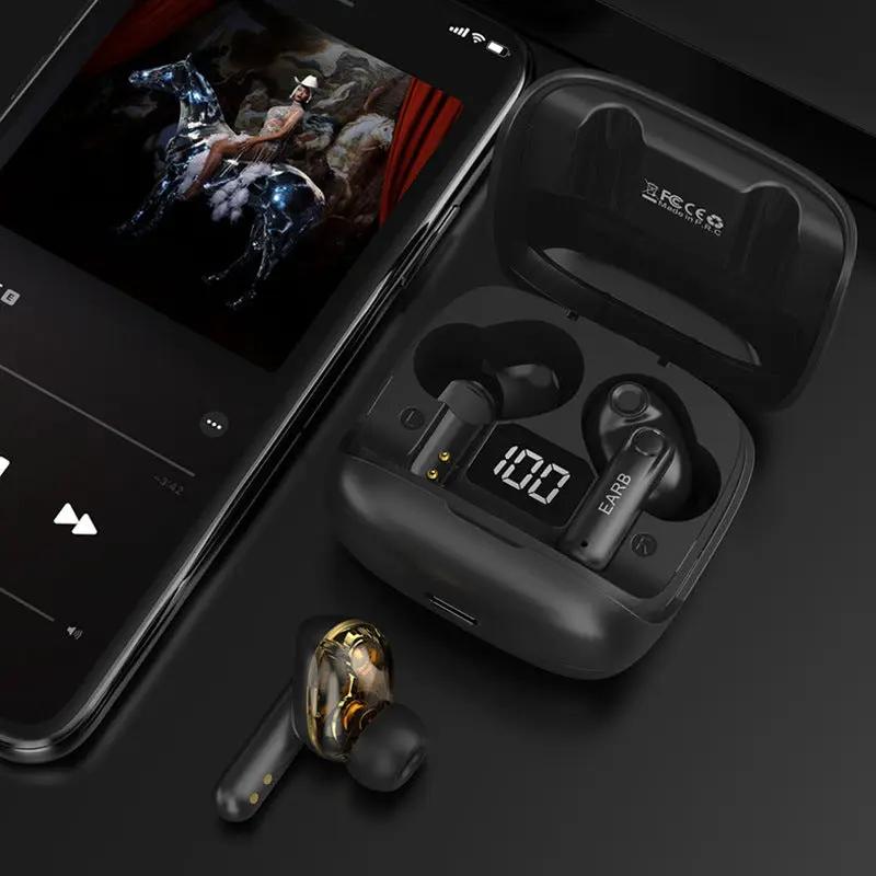 New Mini Transparent Wireless Bluetooth Headset Digital Display ENC Noise Reduction True Wireless Sports Music by Dropshipman