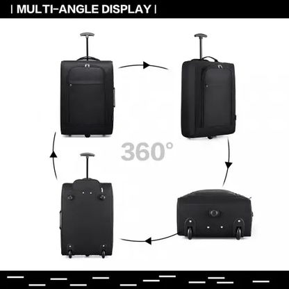 K1873-2 - Kono CABIN SIZE SOFT SHELL HAND LUGGAGE - BLACK by All Mart Bristol Ltd