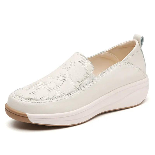 Womens Chunky-soled White Sneakers With A High Heelslip-on Style by Dropshipman