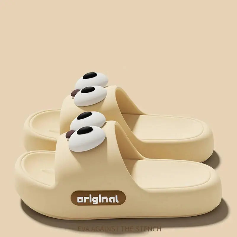 Cute Big Eyes Decorat Couple's Indoor Slippers Summer 2026 Comfort Thick Bottom Home Slippers Lightweight Non Slip Slides Women by All Mart Bristol Ltd