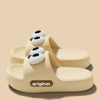 Cute Big Eyes Decorat Couple's Indoor Slippers Summer 2026 Comfort Thick Bottom Home Slippers Lightweight Non Slip Slides Women by All Mart Bristol Ltd