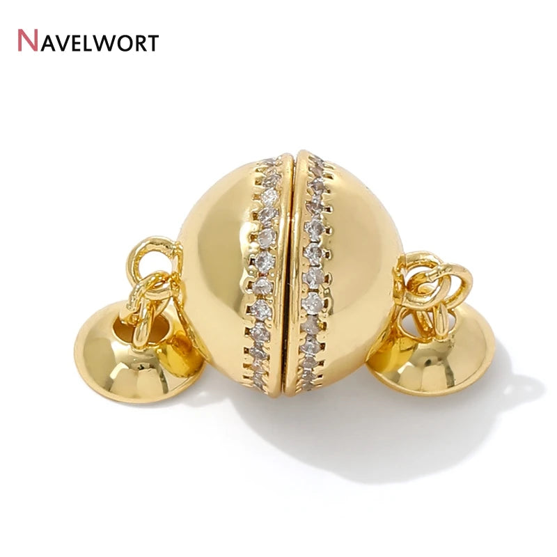 18K Gold Plated Brass With Zircon Ball Connector Clasps Strong Magnetic Clasps For DIY Bracelet Necklace Making Accessories by All Mart Bristol Ltd