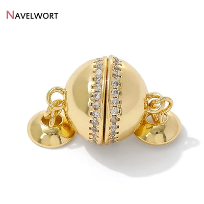 18K Gold Plated Brass With Zircon Ball Connector Clasps Strong Magnetic Clasps For DIY Bracelet Necklace Making Accessories by All Mart Bristol Ltd