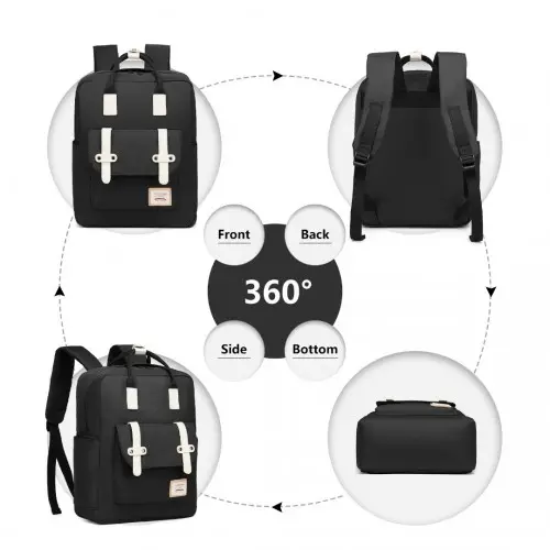 EB2211 - Kono Casual Daypack Lightweight Backpack Travel Bag - Black by All Mart Bristol Ltd