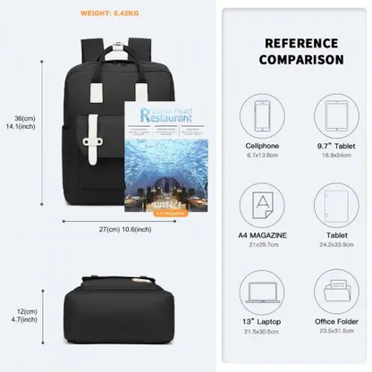 EB2211 - Kono Casual Daypack Lightweight Backpack Travel Bag - Black by All Mart Bristol Ltd