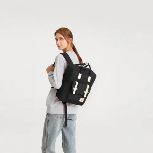 EB2211 - Kono Casual Daypack Lightweight Backpack Travel Bag - Black by All Mart Bristol Ltd