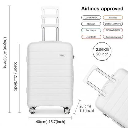 K2091L - Kono Multi Texture Hard Shell PP Suitcase 3 Pieces Set - Classic Collection - White by All Mart Bristol Ltd