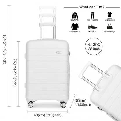 K2091L - Kono Multi Texture Hard Shell PP Suitcase 3 Pieces Set - Classic Collection - White by All Mart Bristol Ltd