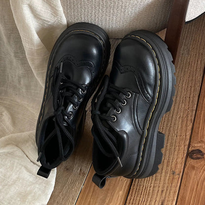 Womens Casual British-style Soft-soled Leather Shoes by Dropshipman