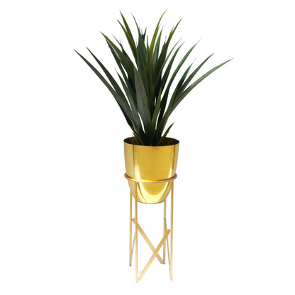 55cm Silver Planter with Matching Stand by Leaf