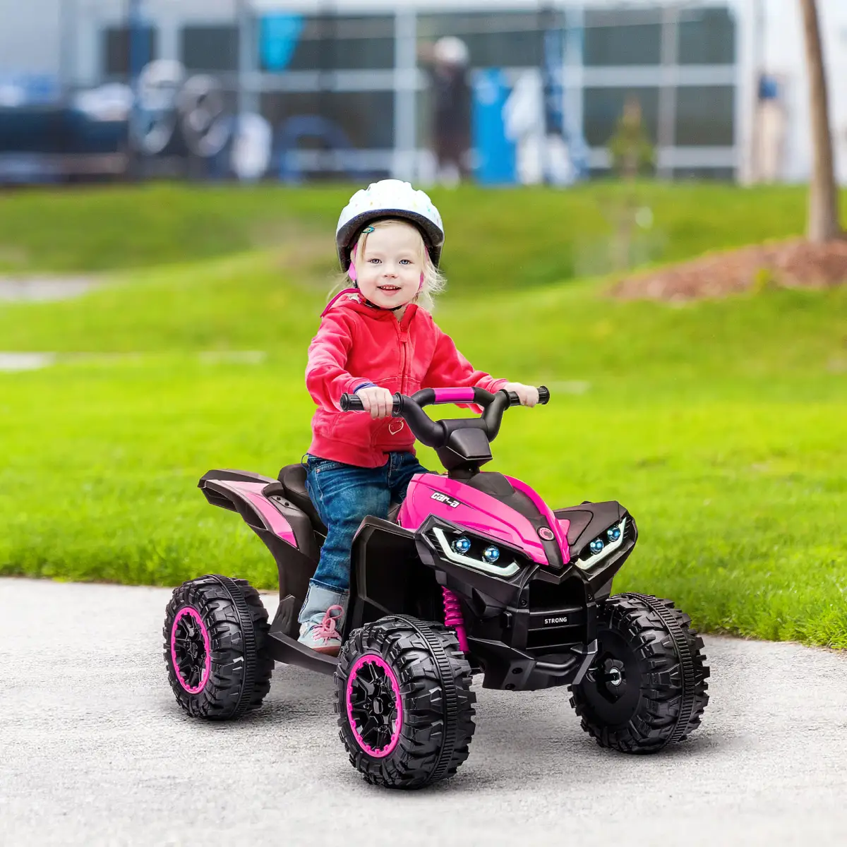 HOMCOM 12V Electric Quad Bikes for Kids Ride On Car ATV Toy for 3-5 Years Pink by Unbranded