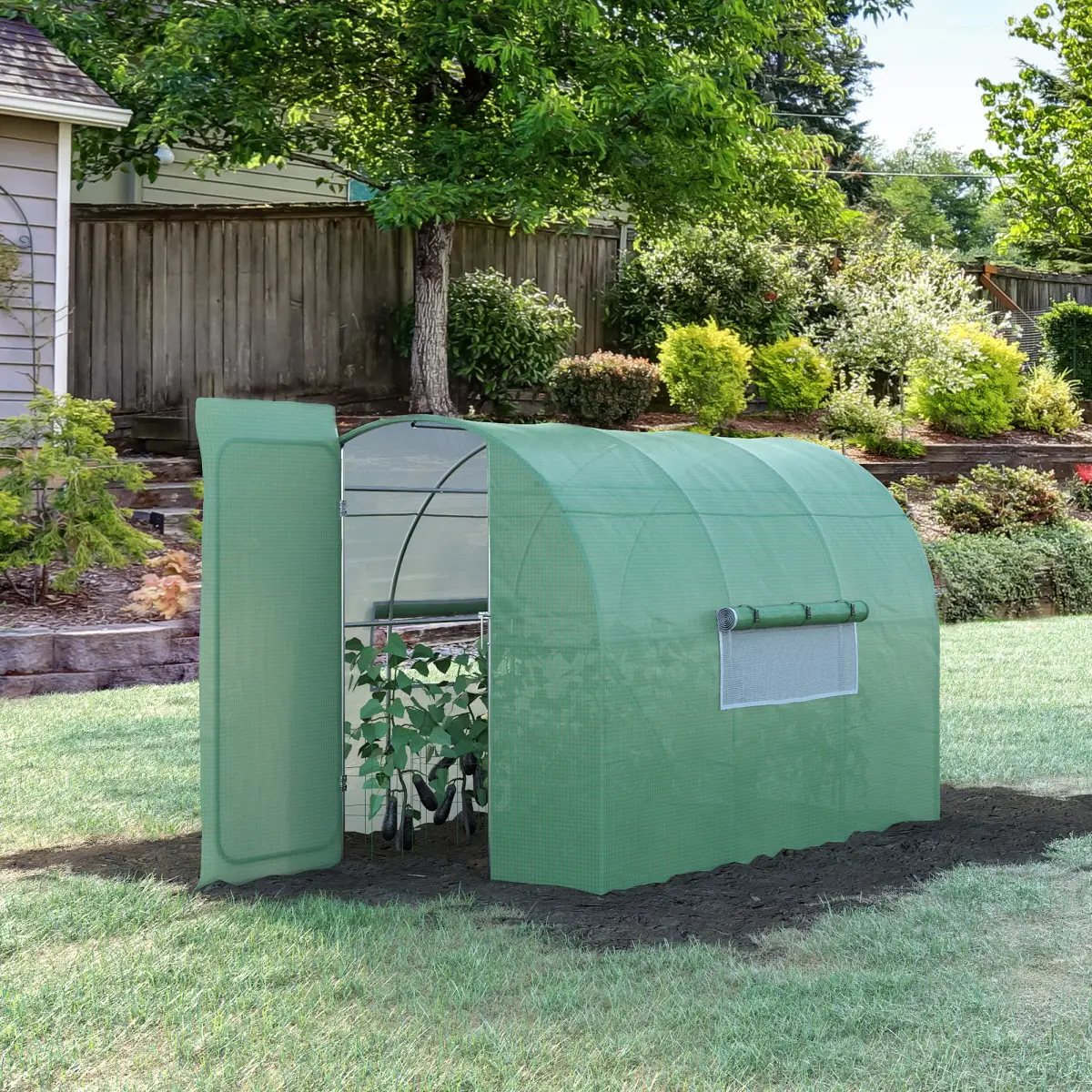 Outsunny 3 x 2M Reinforced Walk-in Polytunnel Garden Greenhouse Steel Frame by Outsunny