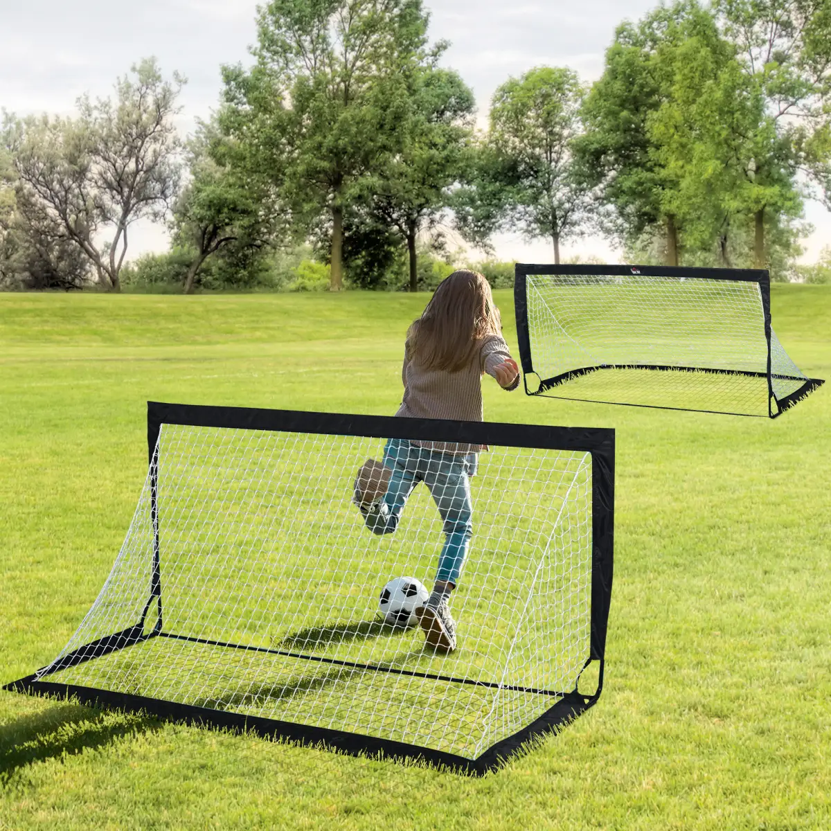Football Goal Folding Outdoor with All Weather Net Kids Adults 6'x3' HOMCOM by Unbranded