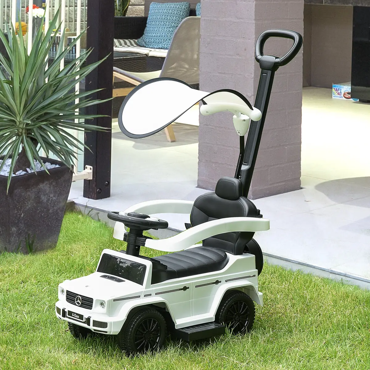 Benz G350 Ride-on Sliding Car Floor Slider Stroller Kids Vehicle, White HOMCOM by Unbranded